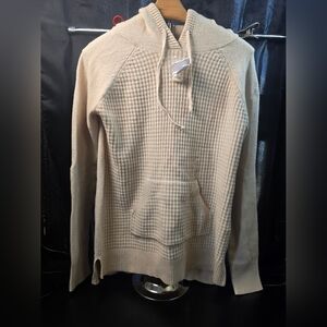 Sonoma Women's Cream Hooded Sweater With Front Pocket  Size Medium